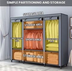 59” Portable Wardrobe – Large Capacity Clothes Storage Rack, Multi-functional