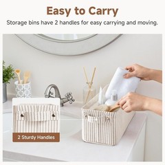 Narrow Storage Bins, Small Basket for Closet and Shelves, Fabric Organizer wi…