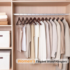 Durable Wooden Suit Clothes Hangers, Closet Organizer, Cherry, 20-Pack