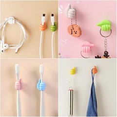 10 Pack Fun Self-Adhesive Silicone Thumb Wall Hooks and Cable Organizers