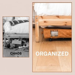 Under Bed Storage with Wheels, Low Profile Rolling Storage Box in Vegan Leather