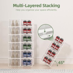 X-Large Shoe Storage Box Fit Size 11,Clear Plastic Stackable Shoe Organizer f…