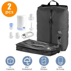 2Pcs 17L Travel Vacuum Bags for Luggage w/ Pump Reusable Vacuum Seal Bags