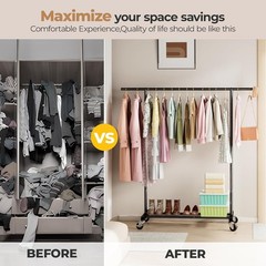 Clothes Rack for Hanging Clothes, Clothing Rack with Wheels, for Laundry, Room-