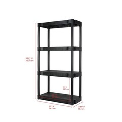 Hyper Tough 4 Shelf Plastic Shelving Unit 13.88″ (D) x 30″ (W) x 56.2″ (H),Black