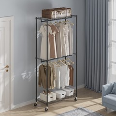 VEVOR Clothes Rack Heavy Duty Clothing Garment Rack Double Hanging Rods 300 lbs