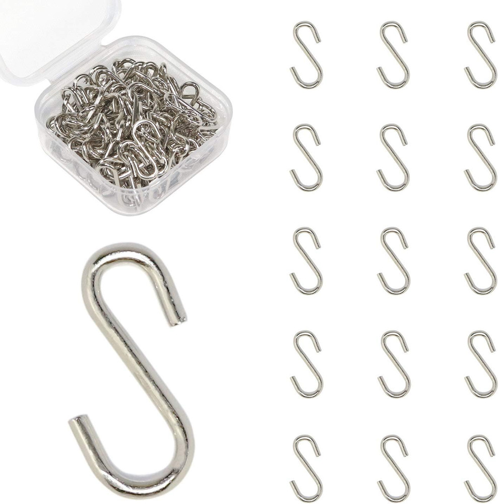 Mini S Hooks Connectors S Shaped Wire Hook Hangers 100Pcs Hanging Hooks for DIY
