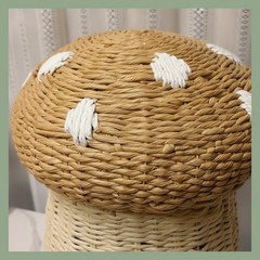 Spore Cap Design Basket with Lid Handwoven Spore Cap Design Storage Basket