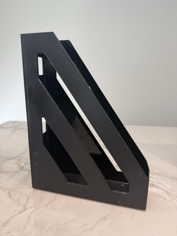 Magazine Holder Organizer Black Plastic 9.25″ X 12″ X 3″