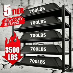 84” Garage Shelving 5 Tier Metal Shelf 3000LBS Metal Heavy Duty Garage Shelving