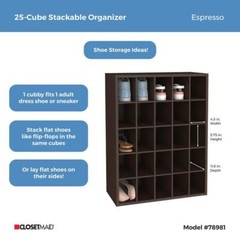 32 in. H x 24 in. W x 12 in. D Espresso Wood Look 25-Cube Storage Organizer