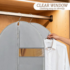 65″ Dress Garment Bags 2-Pack with Clear Window for Gowns & Coats – Grey