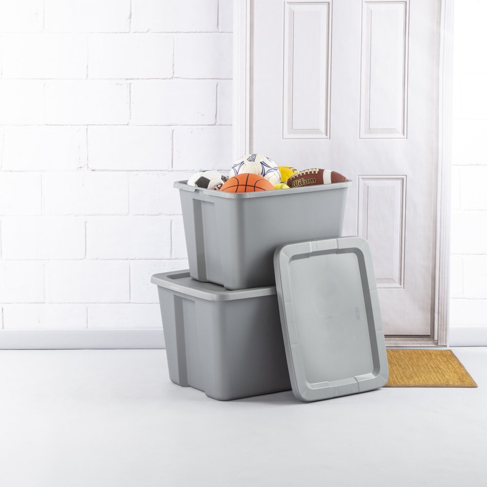 Plastic Storage Tote Box With Lid Stackable Container Bin Basket 30 Gallon