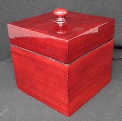 Heavily Varnished Cherry-Wood-Look Resin Handled Box