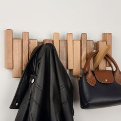 TEXAS BEST GIFT Solid Walnut Piano Key Coat Rack – 6-Hook Wall-Mounted Flip H…