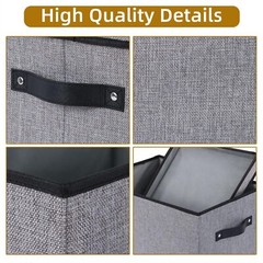Fabric Storage Boxes 7.1 X 9.1 X 13 Inch Baskets For Shelves With Lids Wardrobe