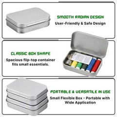 6 Pcs Silver Metal Rectangular Hinged Tins, Mini Portable Metal with Lids, Re…