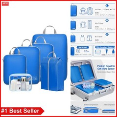 Compression Packing Cubes for Travel 6 Set Nylon Lightweight Luggage Organizer