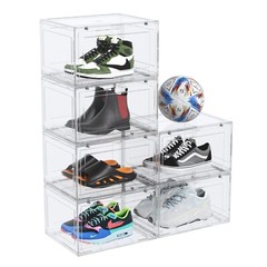 6-Packs Magnetic Drop Side Shoe Box Storage Containers Sneaker Display Cases