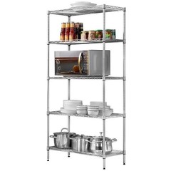 New 5 Tier Wire Shelving Rack Adjustable Shelf Storage Unit Heavy Duty Silver