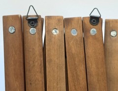 Dark Natural Wood Accordion Wall Hanger Expandable Rack Wall Mounted 17 Peg