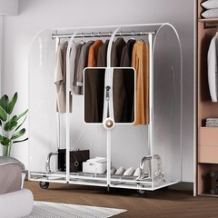 Heavy Duty Clothes Rack w/ Cover Adjustable Garment Rack Locking Wheels