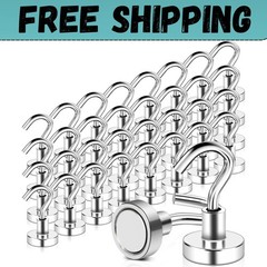 32 Pack Magnetic Hooks Heavy Duty, 25 lbs Strong Magnet Hooks – Multipurpose