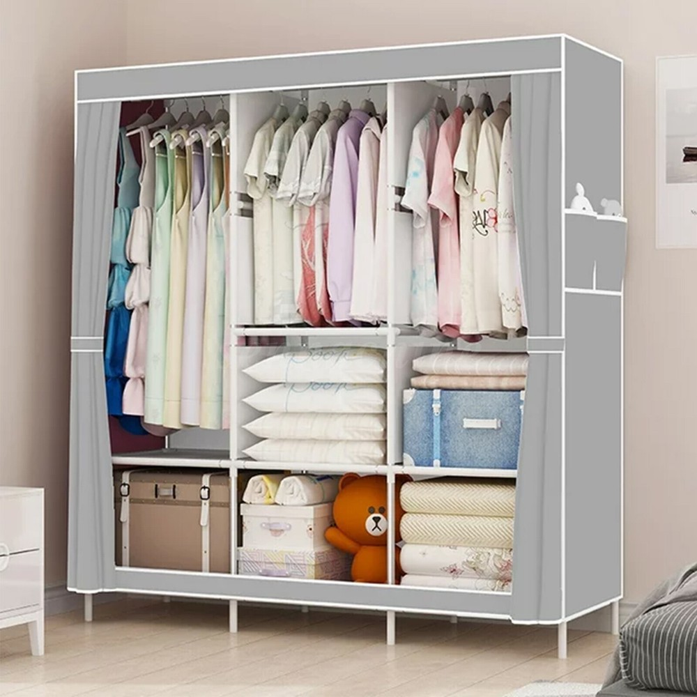 Space Saver Closet Storage Organizer Wardrobe Clothes Rack with Shelves Portable