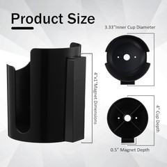 2 Pack Magnetic Cup Holders Heavy Duty for Car Universal Magnetic Can Black