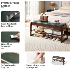 Shoe Storage Bench 39.37″ with Vegan Leather Seat, Lift Top & Shelves, Entryway
