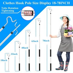 Frebuta Clothes Hook Pole Heavy Duty,32 to 80In Retail Clothing Hook Pole Lon…