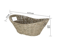 Oval Natural Seagrass Storage Basket with Cut-Out Handles