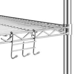 6 Pack 3 Hook Attachment, Wire Shelving, 3.75L, Chrome, Steel Hanging Rack