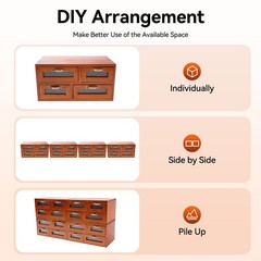 Vintage Small Wooden Desktop Storage Box Drawer Display Shelf Organizer Craft US