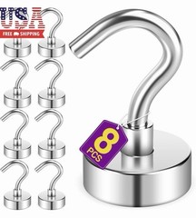 8 Pack Magnetic Hooks for Cruise Cabins, 30 LB Neodymium Magnets with Hooks, Hea