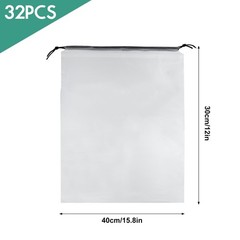 32 Pcs Shoe Bags for Travel，15.7″ x 11.8″ Clear Drawstring Storage Plastic Ba…