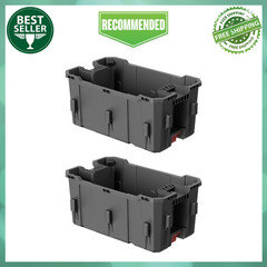 2pk Hyper Tough Hyper Stack Interlocking Storage Crate, Black Plastic Organizer