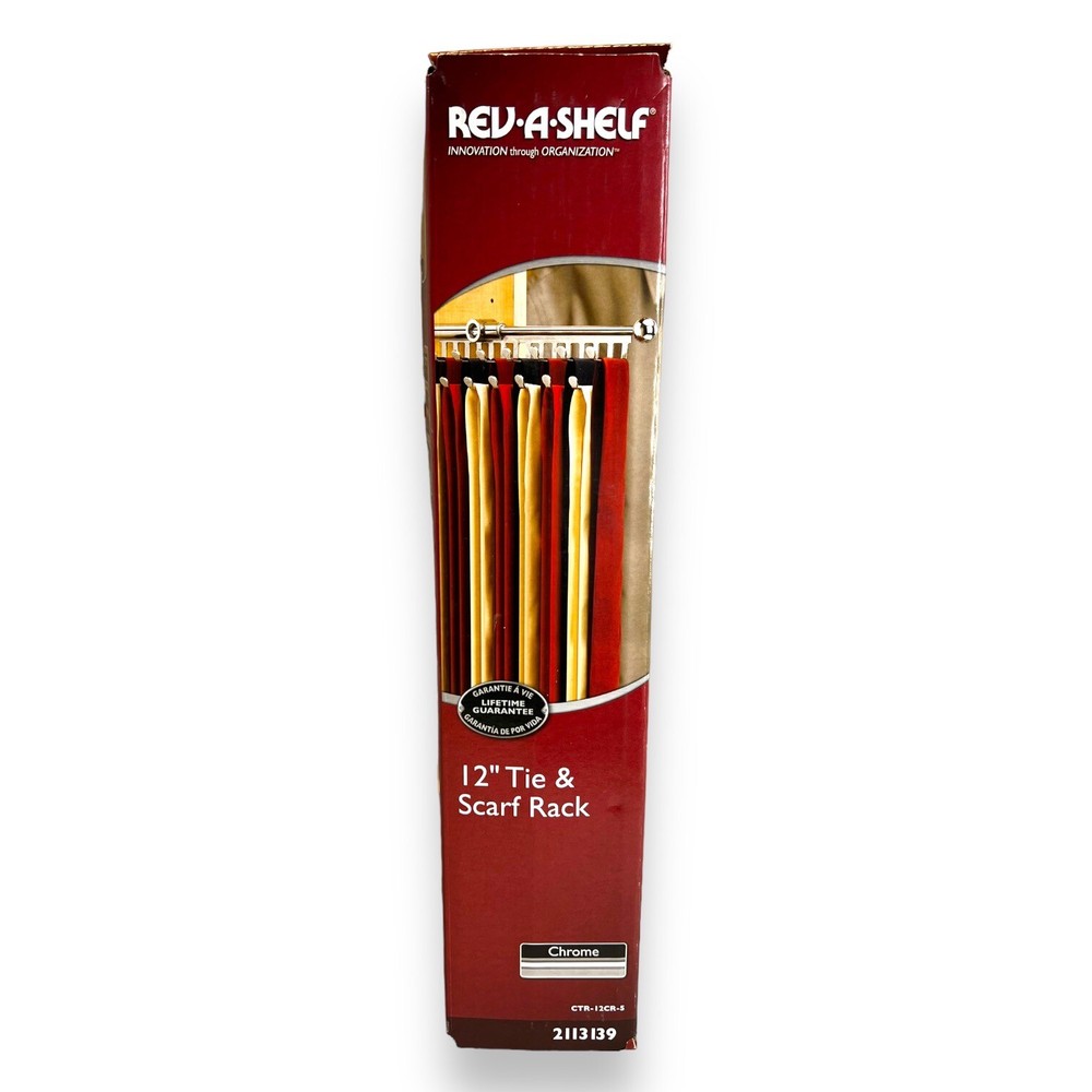 Rev-A-Shelf Chrome Pull-Out Tie/Scarf Rack 2113139 New Open Box