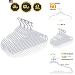 50 Plastic Hangers 17.7 Inch Non-Slip, Space Saving Closet Organizers, Heavy …
