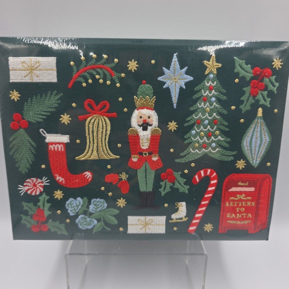 Rifle Paper Co. Embroidered Holiday Christmas Green Keepsake Box Nutcracker New