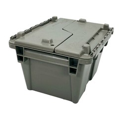 Choice Stackable Grey Chafer Tote / Storage Box with Attached Lid 12x10x7 Gray
