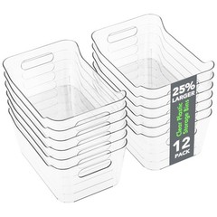 Tiawudi 12 Pack Plastic Storage Bins, 10.5″ x 7.2″ x 4.5″ (4.2L), Clear