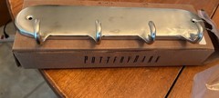 NIB POTTERY BARN Pewter Wall Bar with 4 Hooks- Traditional Look – 10″ Long