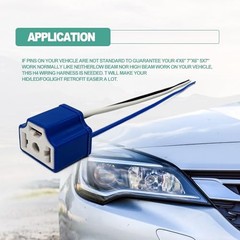 2Pcs Ceramic H4 9003 HB2 Headlight Connector with 3 Adapter Wiring Harness Blue