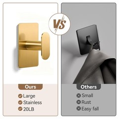 Adhesive Towel Hooks for Bathroom: 20LB Extra Strong Wall Hanger for Shower K…