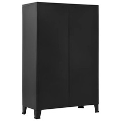 vidaXL Steel Wardrobe Black Industrial 354 x 157 x 551 Inch Storage Cabinet