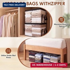 Eccliy 6 Pack Clear Plastic Storage Bag with Hinged Lid 14.96 x 12.6 x 9.45 Inch