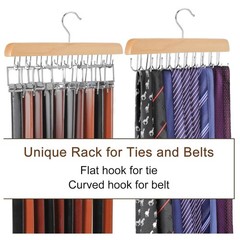 20 Hooks Belt Tie Hanger Space Saving for Closet, 2 IN 1 Belt Ties Racks