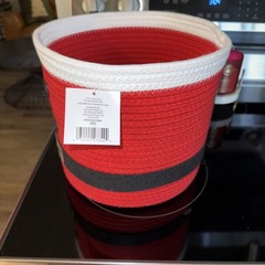 NEW Santa Belt Christmas Holiday Rope Storage Basket w/ handles 11 inches round