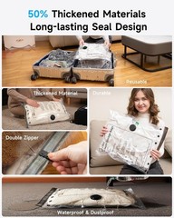 8 Pack Travel Vacuum Bags with Wireless Pump – Space Saver for Luggage & Travel